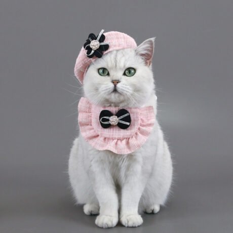 Flower Beret Hat Bow Lace Bib